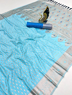 Divastri Woven Banarasi Cotton Silk Saree(Blue)