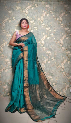 Ganesh plastic and industry Woven Handloom Cotton Silk Saree(Multicolor)