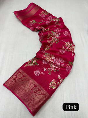 SFCS Printed Bollywood Chanderi Saree(Pink)