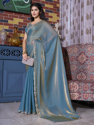 Sareemall Embellished Bollywood Chiffon Saree(Blue)