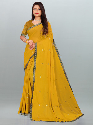 JAY AMBEY FABRICS Printed Bollywood Lycra Blend Saree(Green)