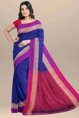 Sabita Embellished Handloom Cotton Blend Saree(Blue)