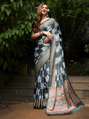 Divastri Digital Print Daily Wear Crepe Saree(Grey)