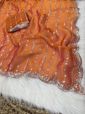 bhavika silk mills Embroidered Bollywood Georgette Saree(Red)