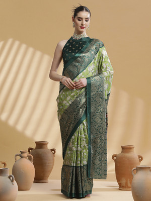 Sareemall Printed Daily Wear Silk Blend Saree(Light Green)