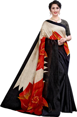 Saadhvi Digital Print Bollywood Lycra Blend Saree(Black)