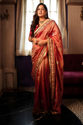 SHARDHA FASHION Embroidered Handloom Handloom Chanderi Saree(Pink)