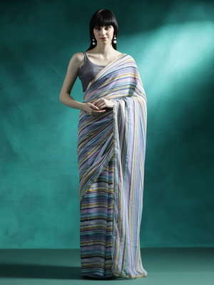 Sangria Embellished Daily Wear Georgette Saree(Blue)