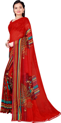 Suali Printed Daily Wear Georgette Saree(Red)