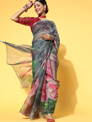 Sareemall Printed Daily Wear Organza Saree(Multicolor)