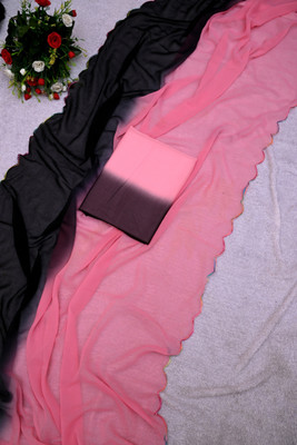 Aika Solid/Plain Bollywood Georgette Saree(Pink, Multicolor)