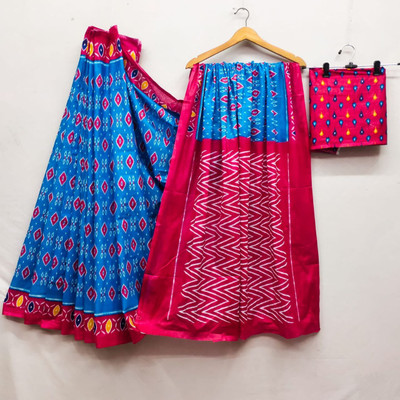 ARSH ENTERPRISE Solid/Plain Bandhani Pure Cotton Saree(Blue)
