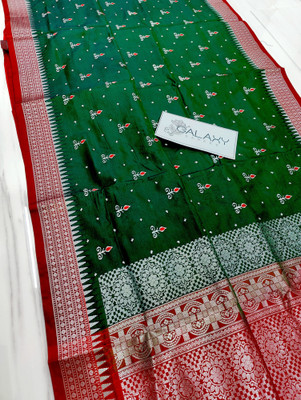 HouseOfCommon Embroidered Banarasi Satin Saree(Dark Blue)