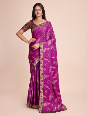 Foxsite Self Design Assam Silk Silk Blend Saree(Purple)
