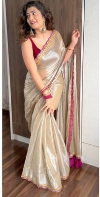 LA LILY Solid/Plain, Woven, Embellished Maheshwari Georgette Saree(Purple)