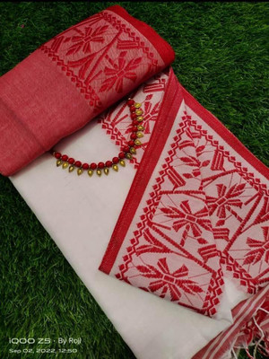 BiswasTextiles Self Design Tant Pure Cotton Saree(Silver)