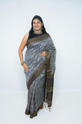 SnehaFashion Creation Floral Print Daily Wear Tussar Silk Saree(Grey)