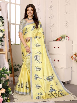 Divastri Printed Bollywood Art Silk Saree(Yellow)