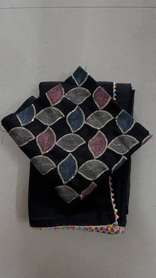 Kasumbo Tex Embroidered, Self Design, Dyed, Solid/Plain Bollywood Georgette Saree(Black)