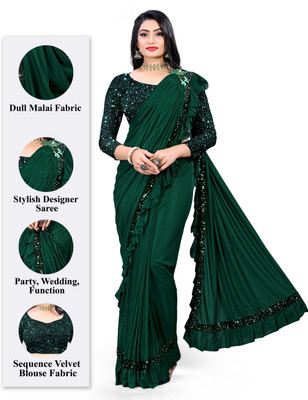 HARIOM FASHION Embellished Bollywood Lycra Blend Saree(Green)