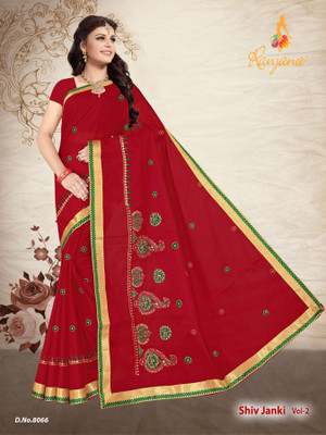 RANJANA CREATION Self Design Daily Wear Pure Cotton Saree(Red)