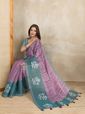 Gulkee Printed Bollywood Tissue Saree(Purple)