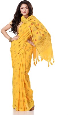 Desh Bidesh Self Design, Woven, Printed Handloom Handloom Cotton Blend, Pure Cotton Saree(Yellow)