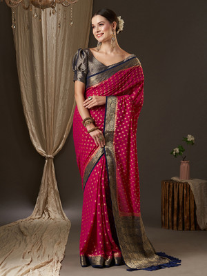 Divastri Woven Banarasi Georgette Saree(Pink)