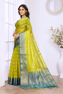 Aarunika MNT Printed Bollywood Organza Saree(Yellow)