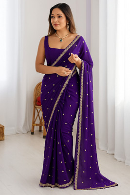 MAHADEV Self Design Bollywood Georgette Saree(Purple)