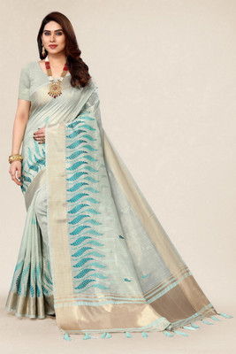 NEGRONI Woven Daily Wear Cotton Silk Saree(Light Green)