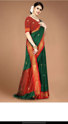 Mortal Textile Animal Print Assam Silk Cotton Silk Saree(Magenta)