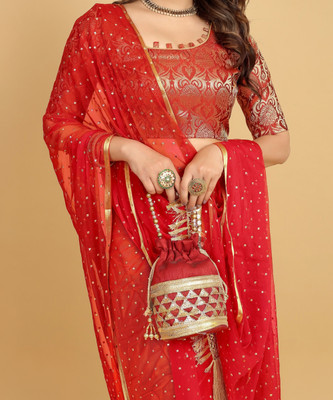 DIVYASHAKTI FASHION Embellished Daily Wear Chiffon Saree(Red)