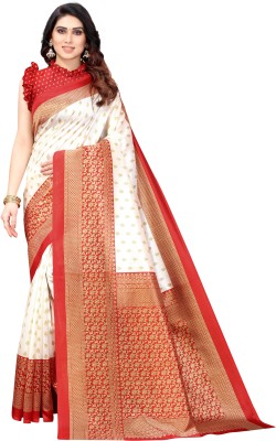 Pinkreeti Printed Bollywood Art Silk Saree(Red, White)