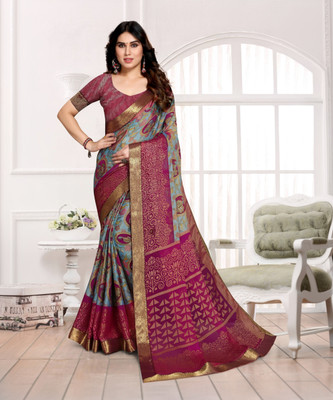 Divastri Printed, Floral Print Bollywood Brasso, Chiffon Saree(Multicolor)