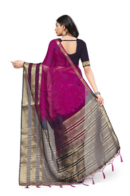 Aarunika LGF Woven Bollywood Organza Saree(Purple)