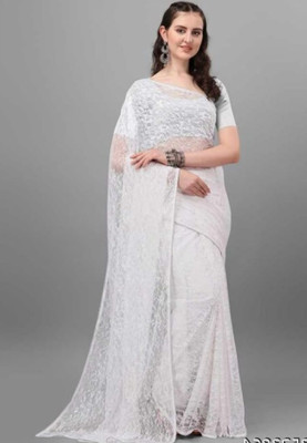 NEXA Dyed Bollywood Net Saree(White)