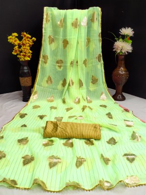 MF texo Floral Print, Printed Daily Wear Georgette Saree(Light Green)