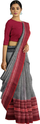 Maa kali saree center Woven Handloom Pure Cotton Saree(Beige)