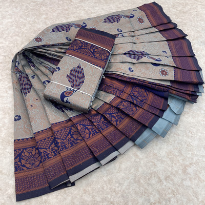 PRANJAL ART Printed Banarasi Jacquard, Art Silk Saree(Multicolor)