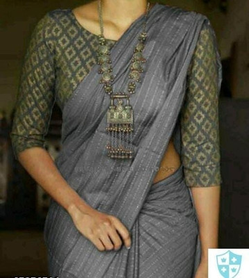 A R HANDLOOM Printed Bollywood Cotton Silk Saree(Grey)
