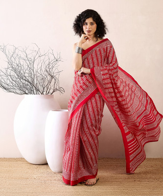 Sareemall Printed Daily Wear Silk Blend Saree(Red)