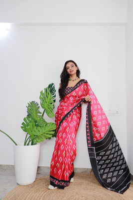 JASU CREATION Printed Handloom Pure Cotton Saree(Pink)