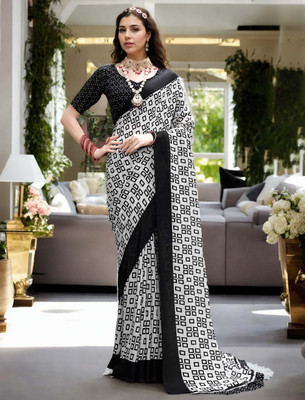 Divastri Printed Daily Wear Georgette Saree(White)