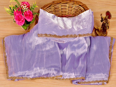 Gajal Solid/Plain Kanjivaram Chiffon, Jimmy choo Saree(Purple)