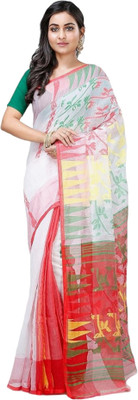 Pakilota soft dhakai Embroidered Jamdani Cotton Silk Saree(Multicolor)