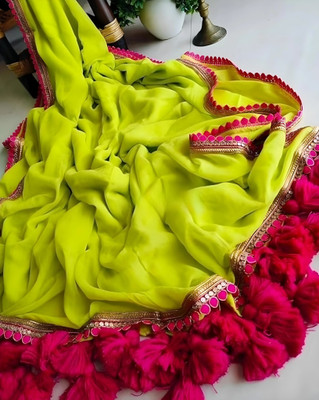 Aastikay Embroidered Bollywood Chiffon, Georgette Saree(Light Green)