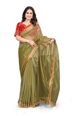 Brahmani Creation Embroidered Daily Wear Net Saree(Light Green)