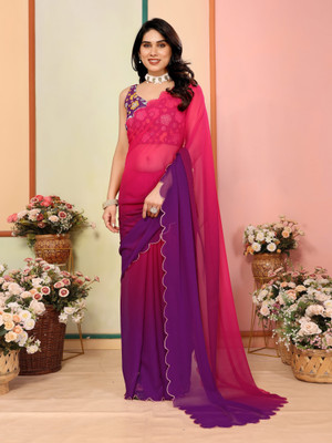 Divastri Printed Bollywood Georgette Saree(Magenta)