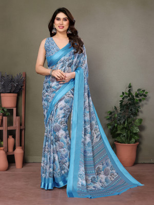 Panchvati NX Digital Print Bollywood Georgette Saree(Blue)